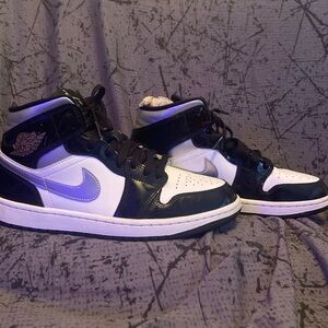 Black,grey, and White High-Top Sneakers